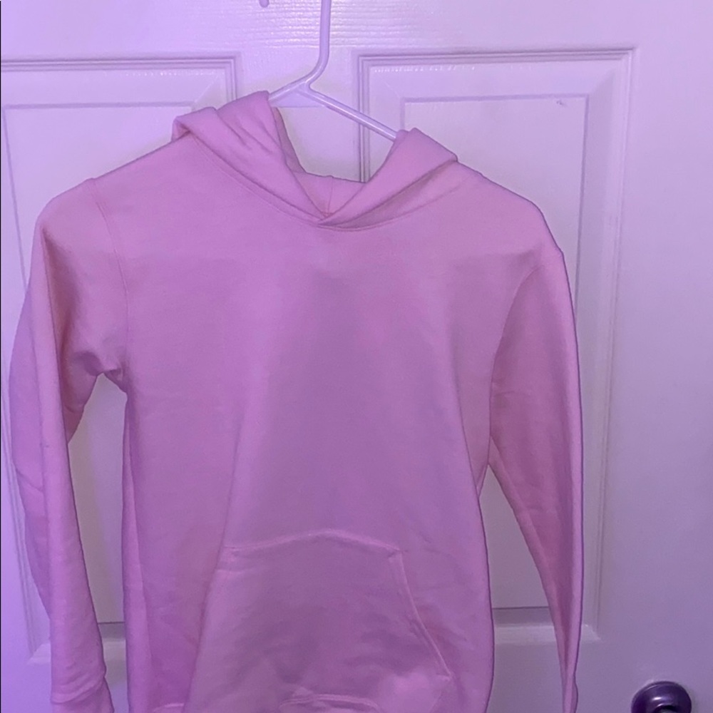Kids light pink fleece hoodie